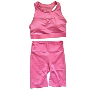 Fabletics Trinity High Impact Sports Bra and Anywhere High-Waisted 9'' Short Set